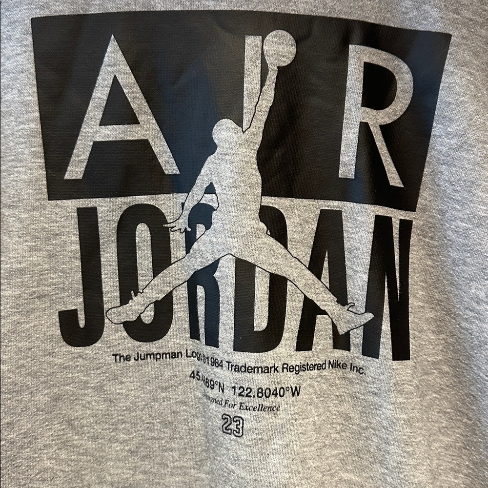 Nike Boys Air Jordan Gray Crewneck Sweatshirt with Black Logo sz XL - Picture 2 of 4